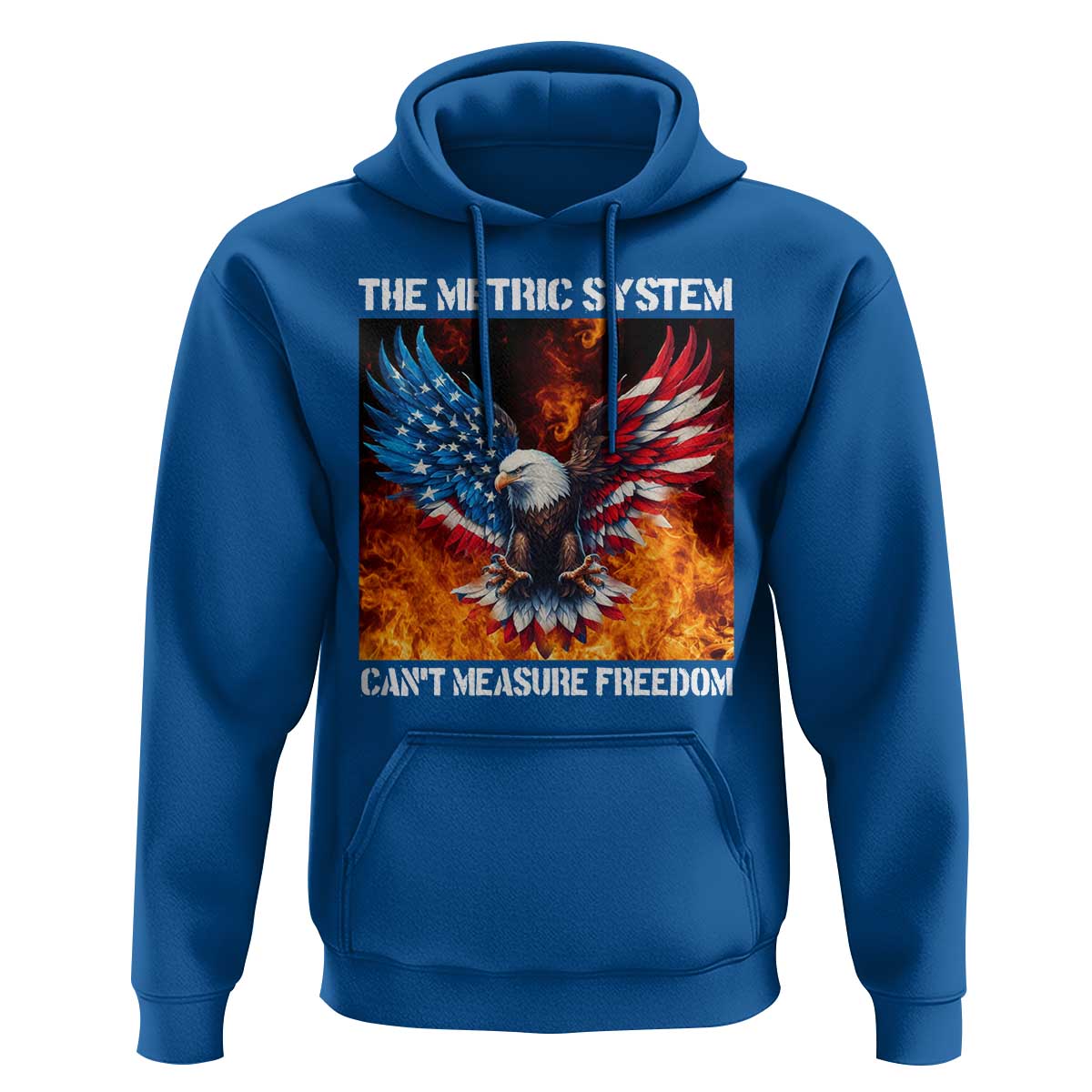 Funny Bald Eagle 4th of July Hoodie The Metric System Cant Measure Freedom American Flag - Wonder Print Shop