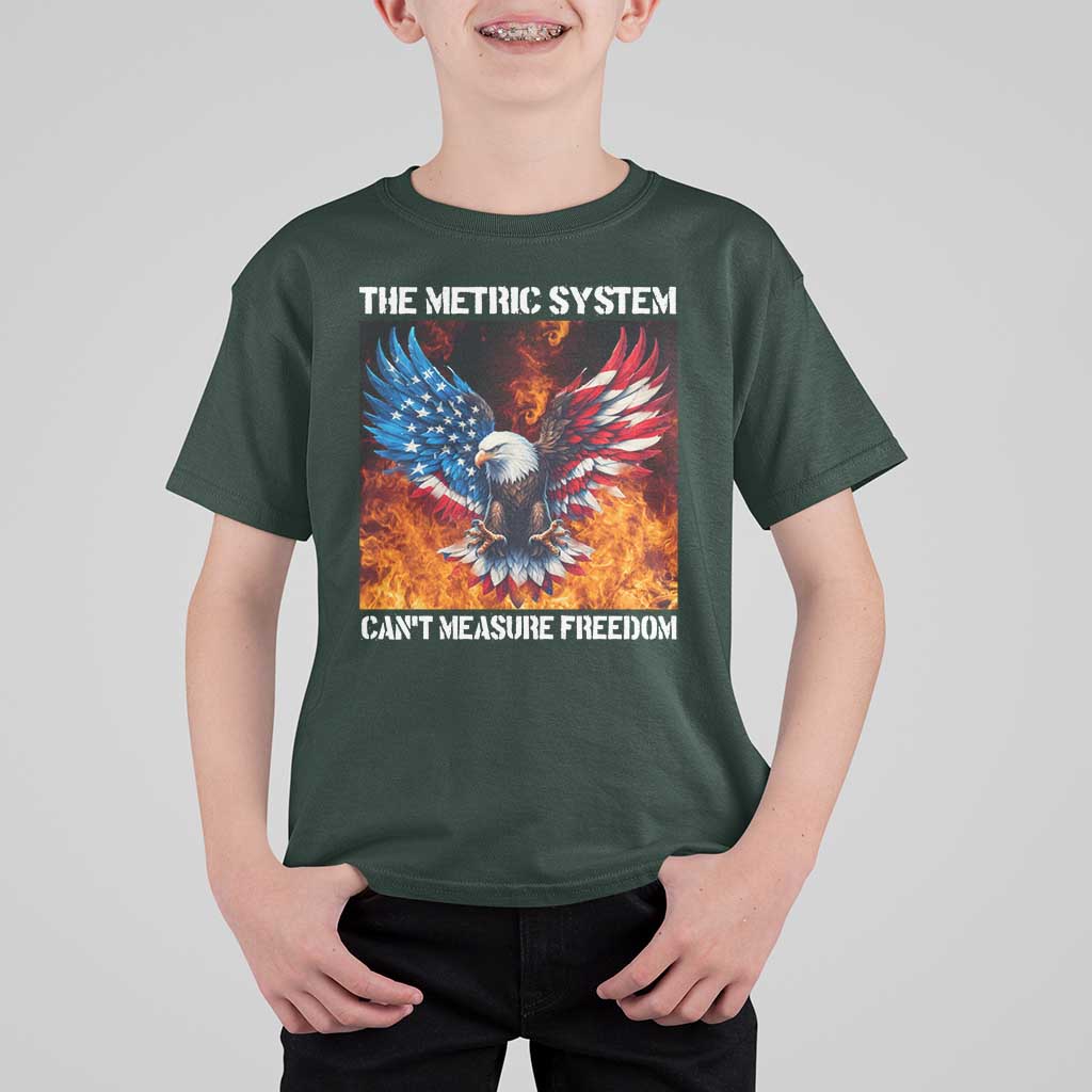 Funny Bald Eagle 4th of July T Shirt For Kid The Metric System Cant Measure Freedom American Flag - Wonder Print Shop