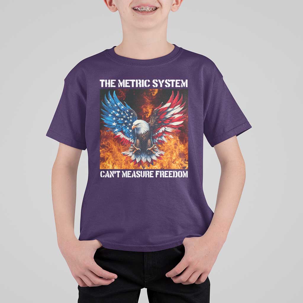 Funny Bald Eagle 4th of July T Shirt For Kid The Metric System Cant Measure Freedom American Flag - Wonder Print Shop