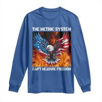 Funny Bald Eagle 4th of July Long Sleeve Shirt The Metric System Cant Measure Freedom American Flag - Wonder Print Shop