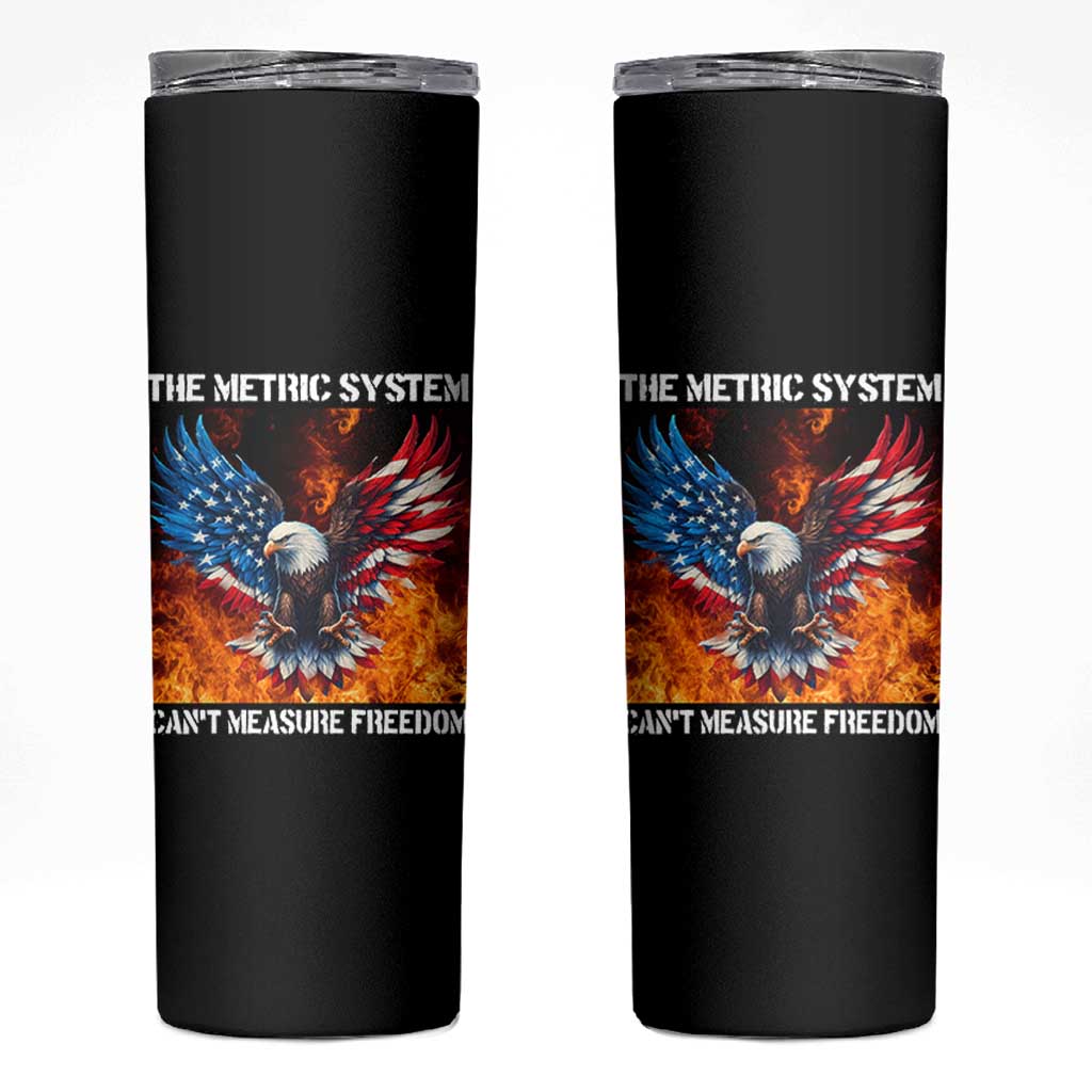 Funny Bald Eagle 4th of July Skinny Tumbler The Metric System Cant Measure Freedom American Flag - Wonder Print Shop