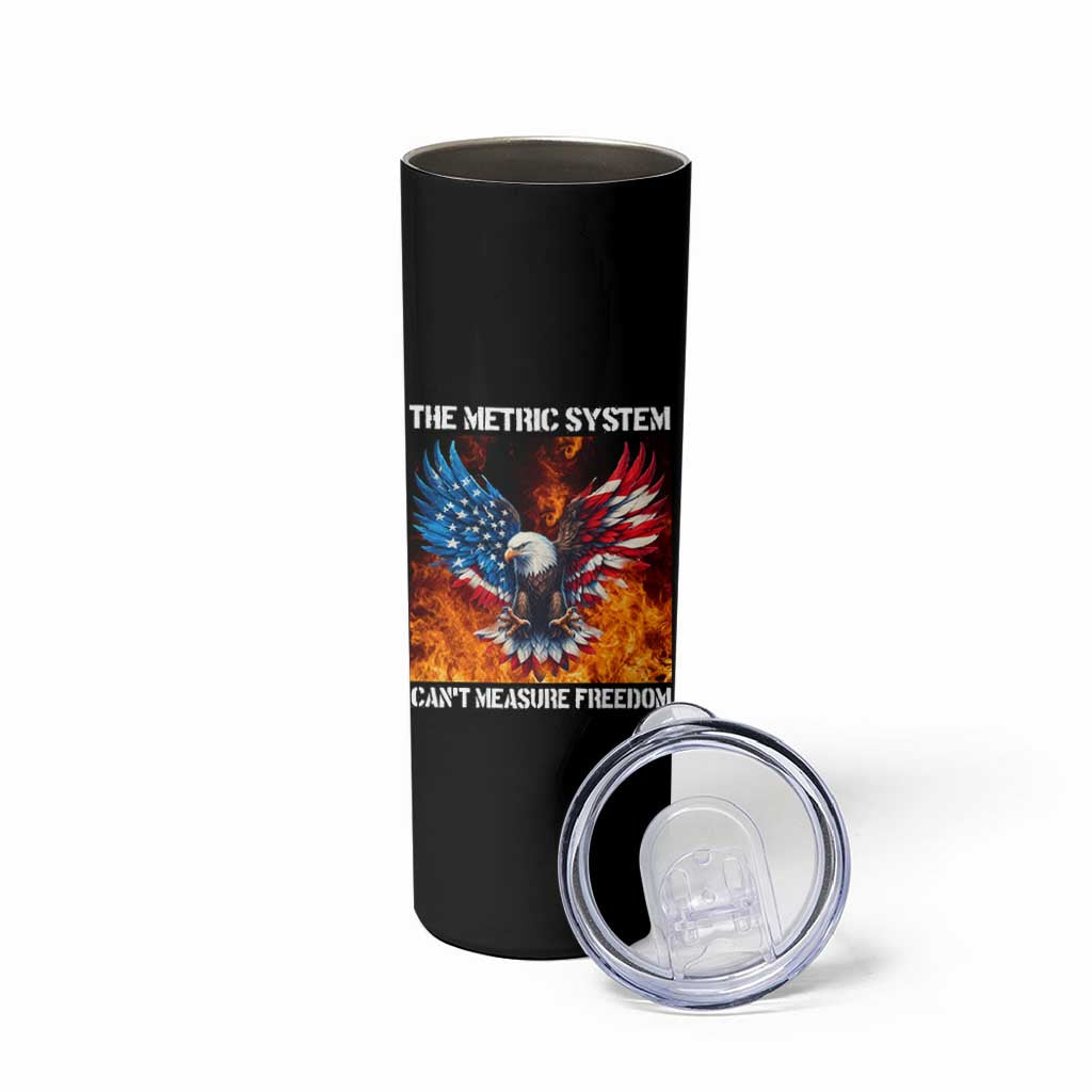 Funny Bald Eagle 4th of July Skinny Tumbler The Metric System Cant Measure Freedom American Flag - Wonder Print Shop