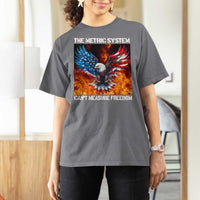 Funny Bald Eagle 4th of July T Shirt For Women The Metric System Cant Measure Freedom American Flag - Wonder Print Shop
