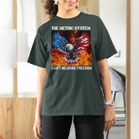 Funny Bald Eagle 4th of July T Shirt For Women The Metric System Cant Measure Freedom American Flag - Wonder Print Shop