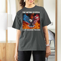 Funny Bald Eagle 4th of July T Shirt For Women The Metric System Cant Measure Freedom American Flag - Wonder Print Shop