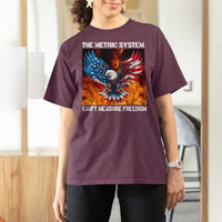 Funny Bald Eagle 4th of July T Shirt For Women The Metric System Cant Measure Freedom American Flag - Wonder Print Shop