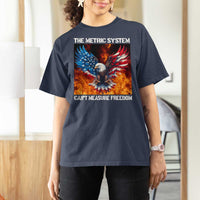 Funny Bald Eagle 4th of July T Shirt For Women The Metric System Cant Measure Freedom American Flag - Wonder Print Shop