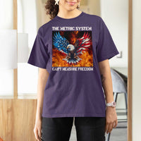 Funny Bald Eagle 4th of July T Shirt For Women The Metric System Cant Measure Freedom American Flag - Wonder Print Shop