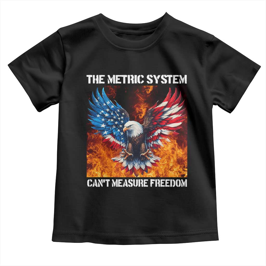 Funny Bald Eagle 4th of July Toddler T Shirt The Metric System Cant Measure Freedom American Flag - Wonder Print Shop