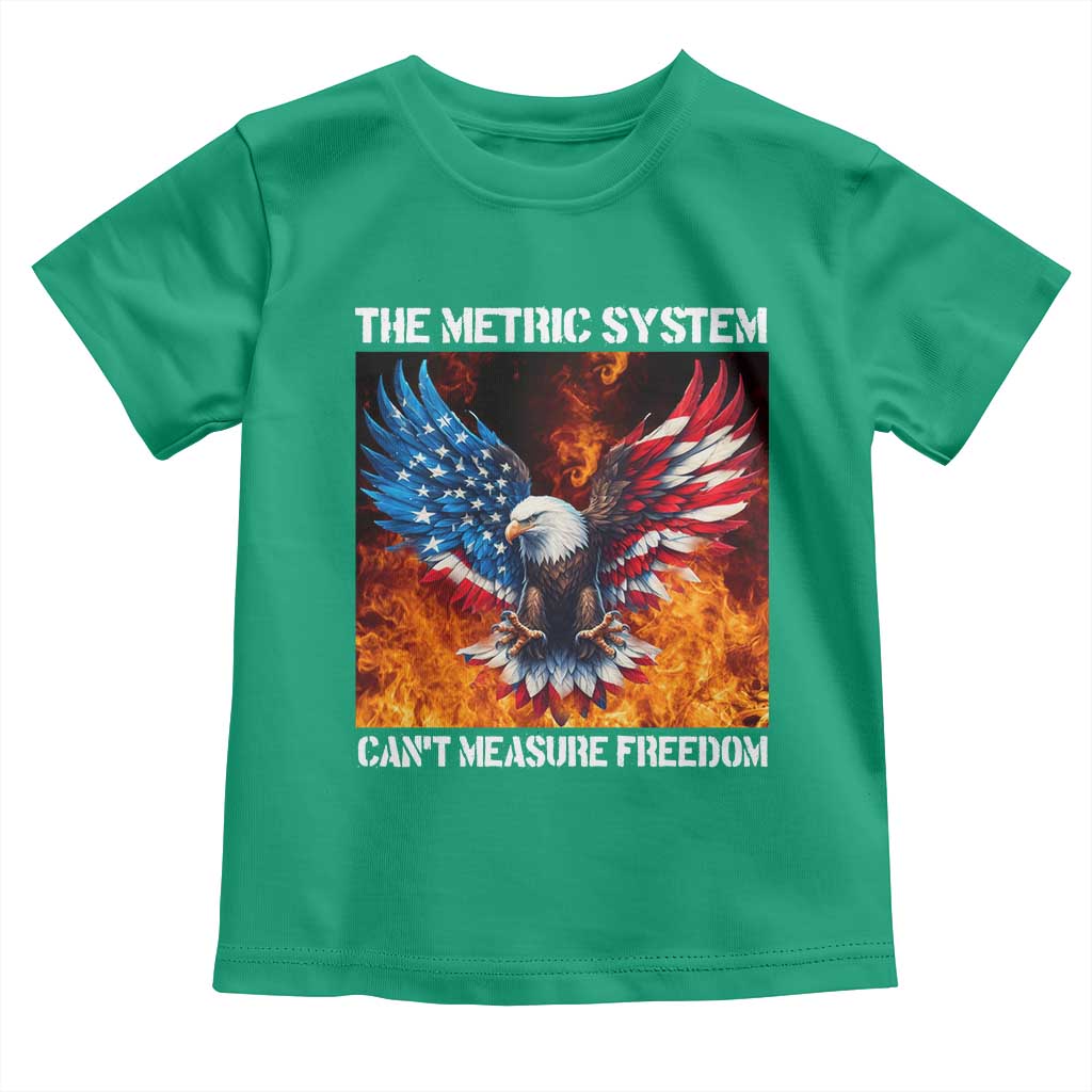 Funny Bald Eagle 4th of July Toddler T Shirt The Metric System Cant Measure Freedom American Flag - Wonder Print Shop