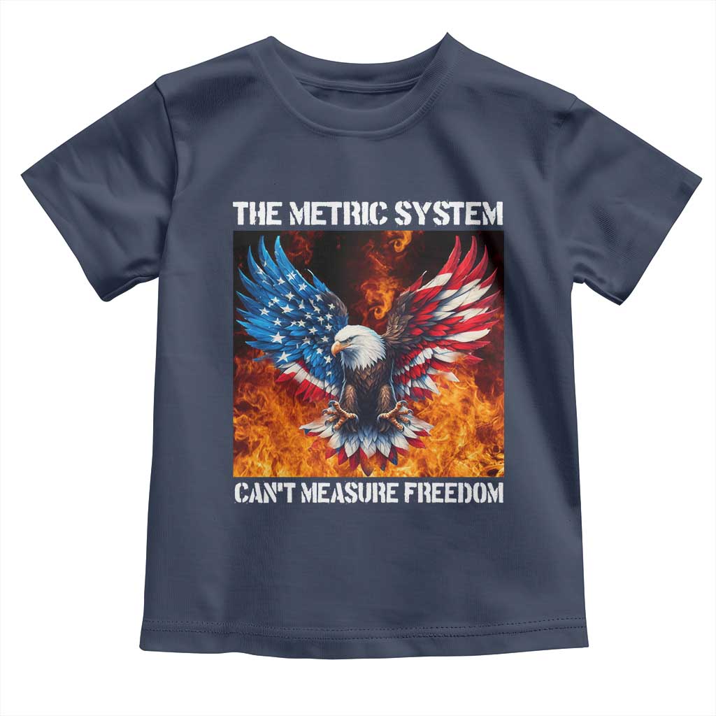 Funny Bald Eagle 4th of July Toddler T Shirt The Metric System Cant Measure Freedom American Flag - Wonder Print Shop