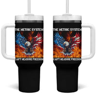 Funny Bald Eagle 4th of July Tumbler With Handle The Metric System Cant Measure Freedom American Flag - Wonder Print Shop