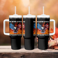 Funny Bald Eagle 4th of July Tumbler With Handle The Metric System Cant Measure Freedom American Flag - Wonder Print Shop