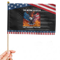 Funny Bald Eagle 4th of July Patriotic Handheld Flag The Metric System Cant Measure Freedom American Flag