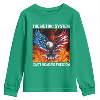 Funny Bald Eagle 4th of July Youth Sweatshirt The Metric System Cant Measure Freedom American Flag - Wonder Print Shop
