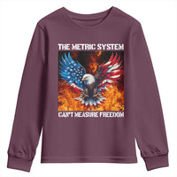 Funny Bald Eagle 4th of July Youth Sweatshirt The Metric System Cant Measure Freedom American Flag - Wonder Print Shop