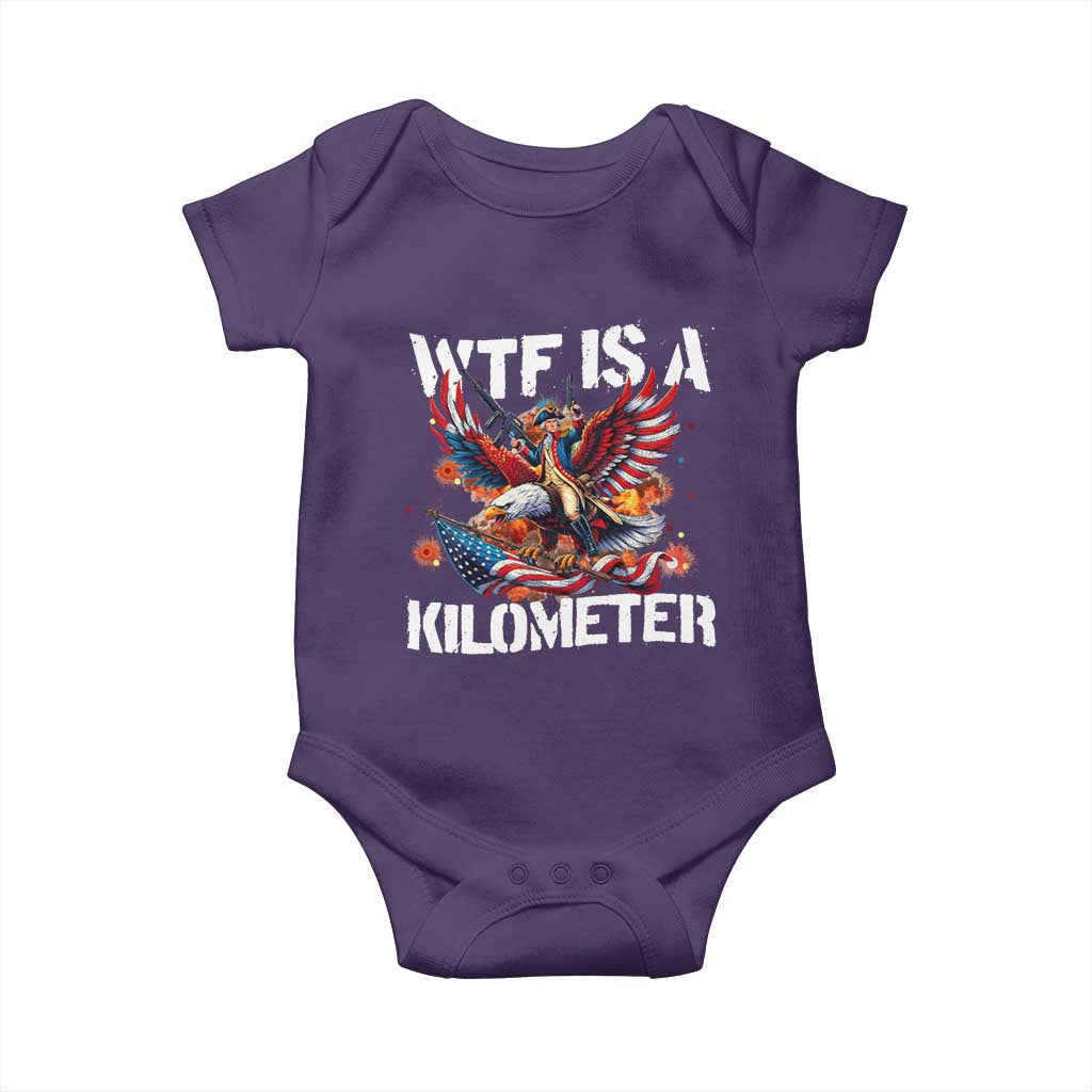 Funny 4th Of July WTF Is A Kilometer Baby Onesie USA Meme Founding Father Patriotic - Wonder Print Shop