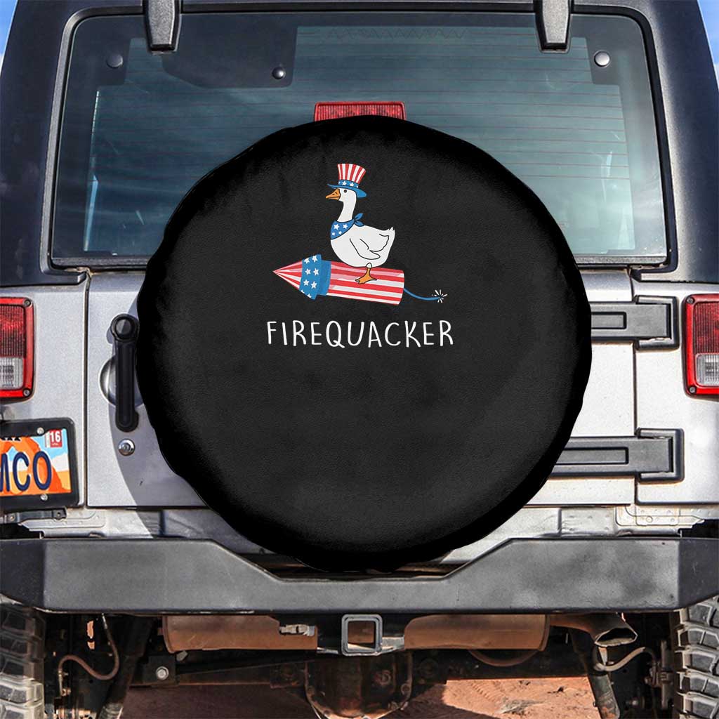 Funny July 4th Goose Spare Tire Cover Patriotic Goose Firework Firequacker Independence Day - Wonder Print Shop