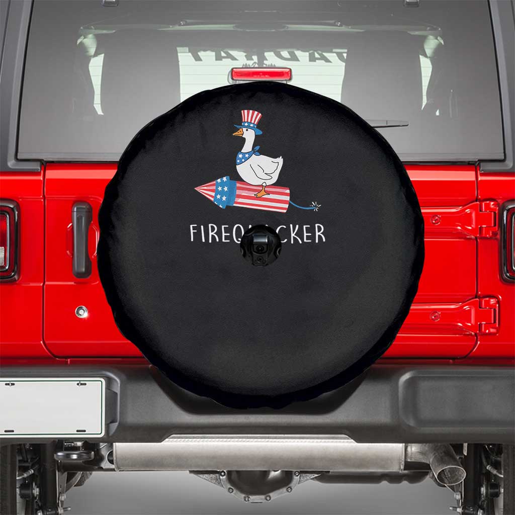 Funny July 4th Goose Spare Tire Cover Patriotic Goose Firework Firequacker Independence Day - Wonder Print Shop