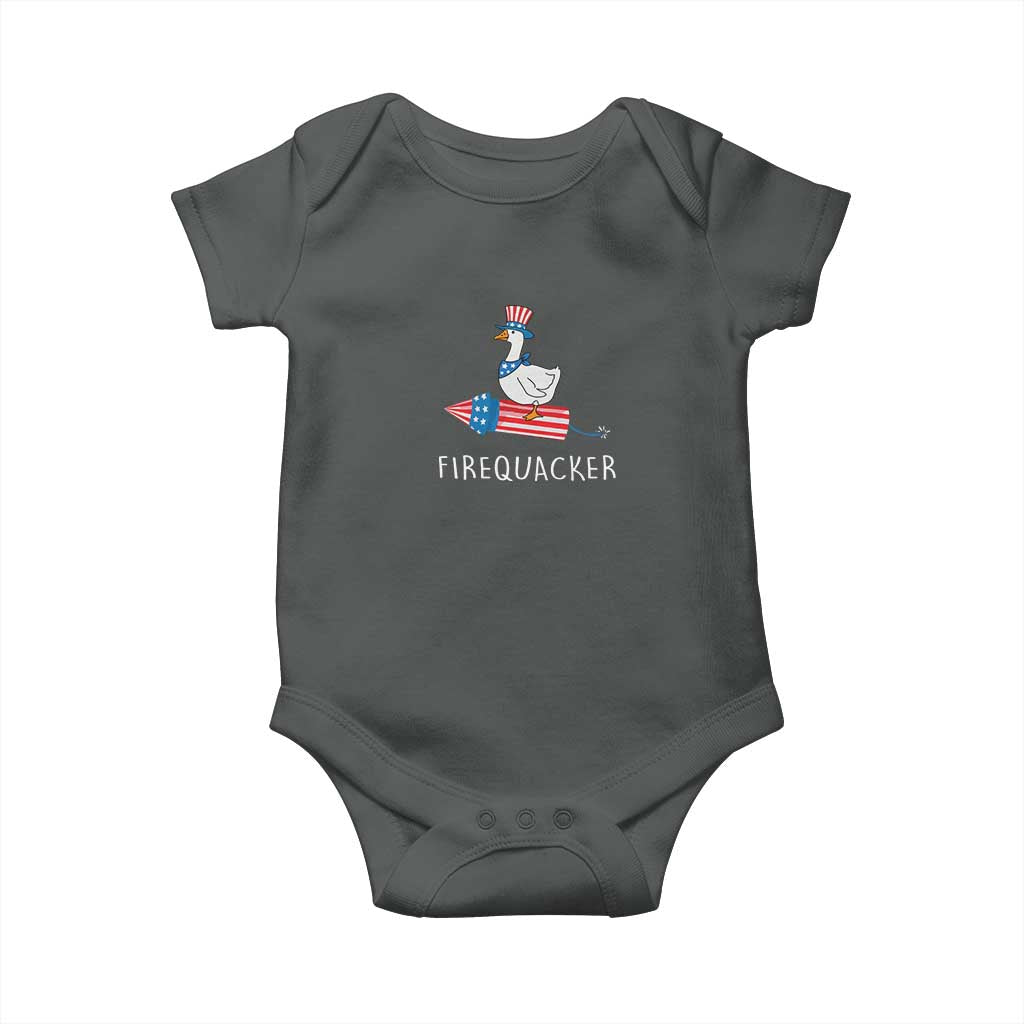 Funny July 4th Goose Baby Onesie Patriotic Goose Firework Firequacker Independence Day - Wonder Print Shop