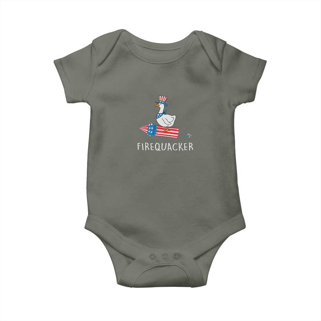 Funny July 4th Goose Baby Onesie Patriotic Goose Firework Firequacker Independence Day - Wonder Print Shop