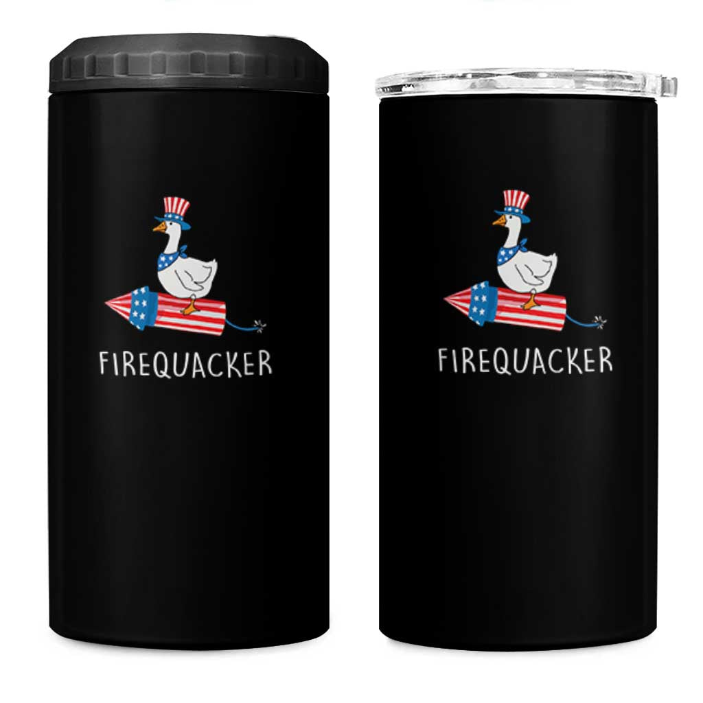 Funny July 4th Goose 4 in 1 Can Cooler Tumbler Patriotic Goose Firework Firequacker Independence Day - Wonder Print Shop