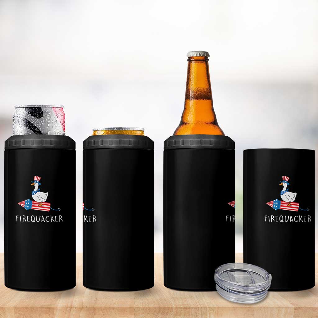 Funny July 4th Goose 4 in 1 Can Cooler Tumbler Patriotic Goose Firework Firequacker Independence Day - Wonder Print Shop