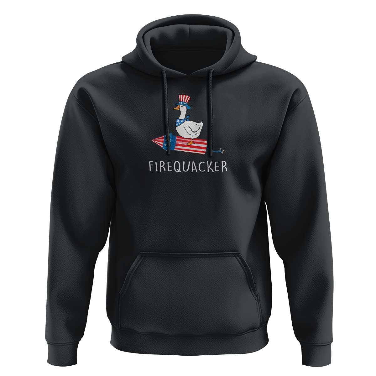 Funny July 4th Goose Hoodie Patriotic Goose Firework Firequacker Independence Day - Wonder Print Shop