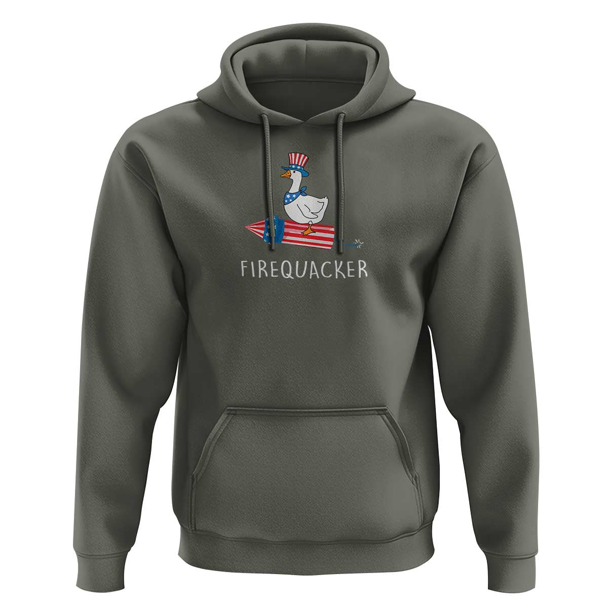 Funny July 4th Goose Hoodie Patriotic Goose Firework Firequacker Independence Day - Wonder Print Shop