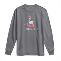Funny July 4th Goose Long Sleeve Shirt Patriotic Goose Firework Firequacker Independence Day - Wonder Print Shop