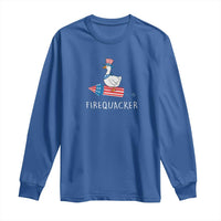 Funny July 4th Goose Long Sleeve Shirt Patriotic Goose Firework Firequacker Independence Day - Wonder Print Shop
