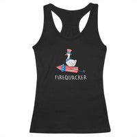 Funny July 4th Goose Racerback Tank Top Patriotic Goose Firework Firequacker Independence Day - Wonder Print Shop