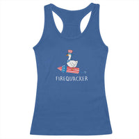Funny July 4th Goose Racerback Tank Top Patriotic Goose Firework Firequacker Independence Day - Wonder Print Shop