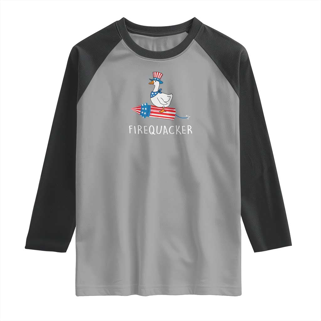 Funny July 4th Goose Raglan Shirt Patriotic Goose Firework Firequacker Independence Day - Wonder Print Shop