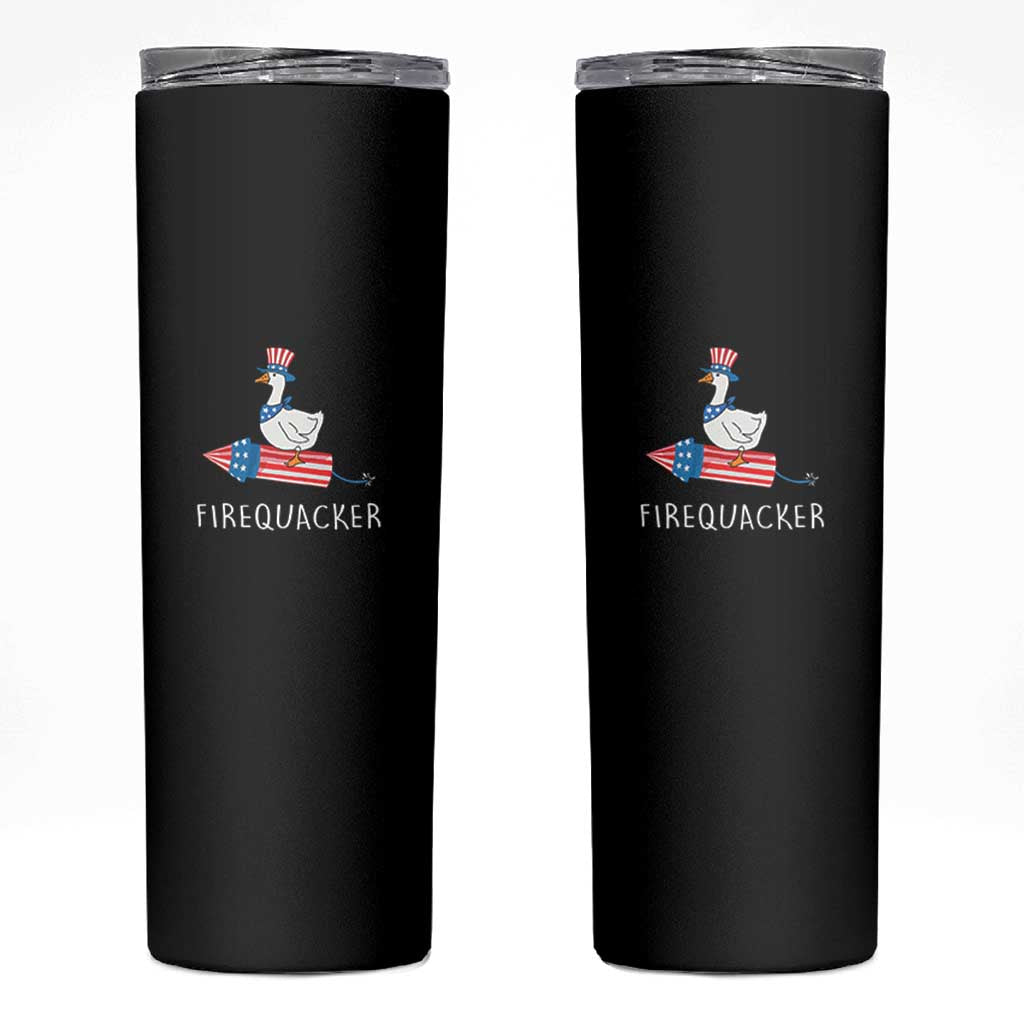Funny July 4th Goose Skinny Tumbler Patriotic Goose Firework Firequacker Independence Day - Wonder Print Shop