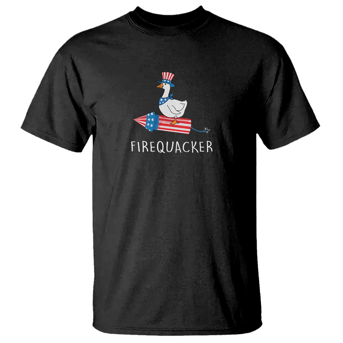 Funny July 4th Goose T Shirt Patriotic Goose Firework Firequacker Independence Day - Wonder Print Shop