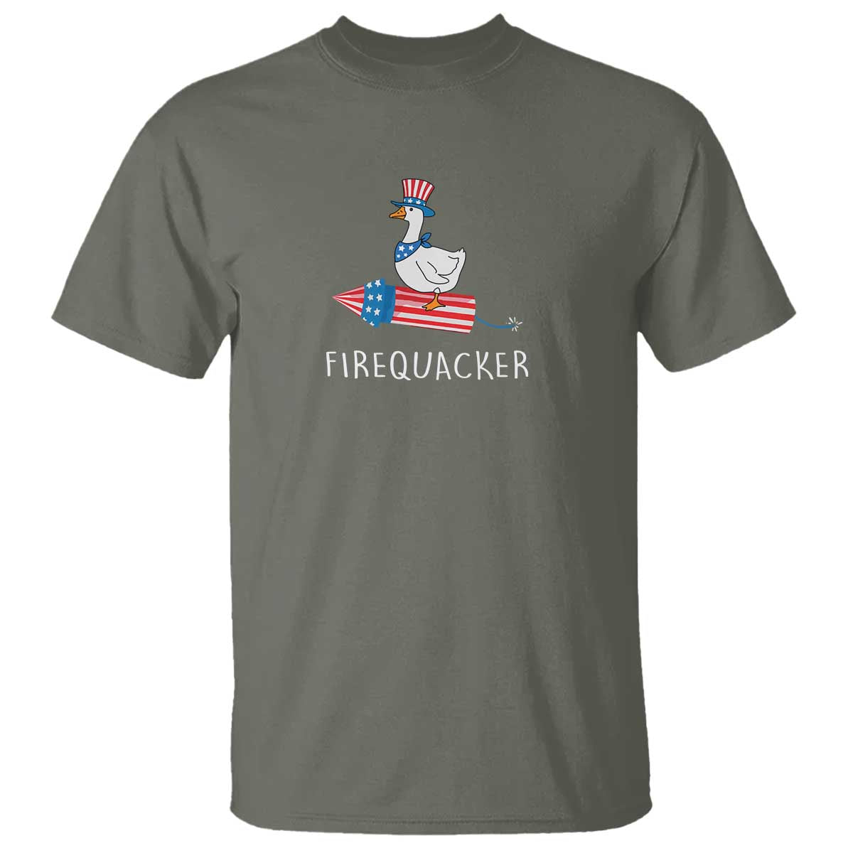 Funny July 4th Goose T Shirt Patriotic Goose Firework Firequacker Independence Day - Wonder Print Shop