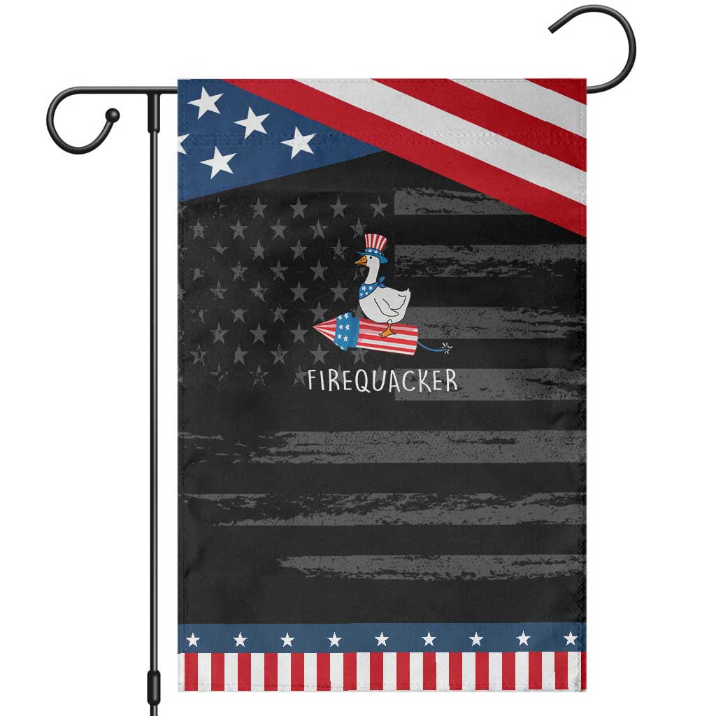 Funny July 4th Goose Garden Flag Patriotic Goose Firework Firequacker Independence Day