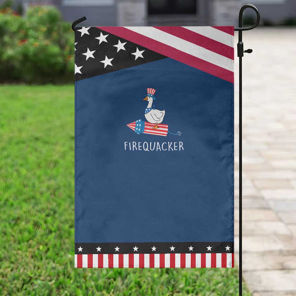 Funny July 4th Goose Garden Flag Patriotic Goose Firework Firequacker Independence Day