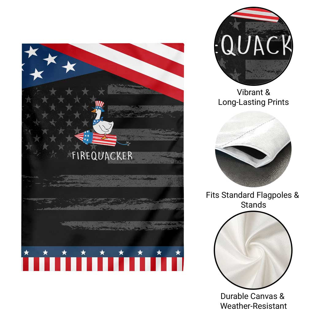 Funny July 4th Goose Garden Flag Patriotic Goose Firework Firequacker Independence Day
