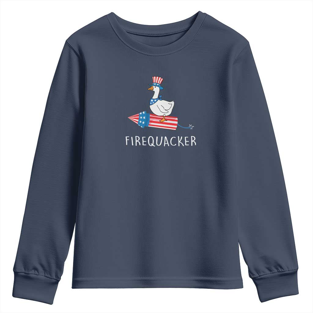 Funny July 4th Goose Youth Sweatshirt Patriotic Goose Firework Firequacker Independence Day - Wonder Print Shop