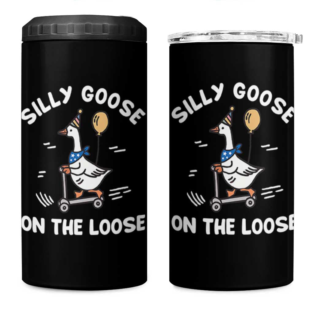 Funny Silly Goose 4 in 1 Can Cooler Tumbler Goose On The Loose Animal Humor
