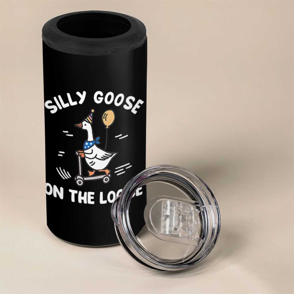 Funny Silly Goose 4 in 1 Can Cooler Tumbler Goose On The Loose Animal Humor