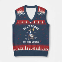 Funny Silly Goose V-Neck Knit Sweater Vest Goose On The Loose Animal Humor