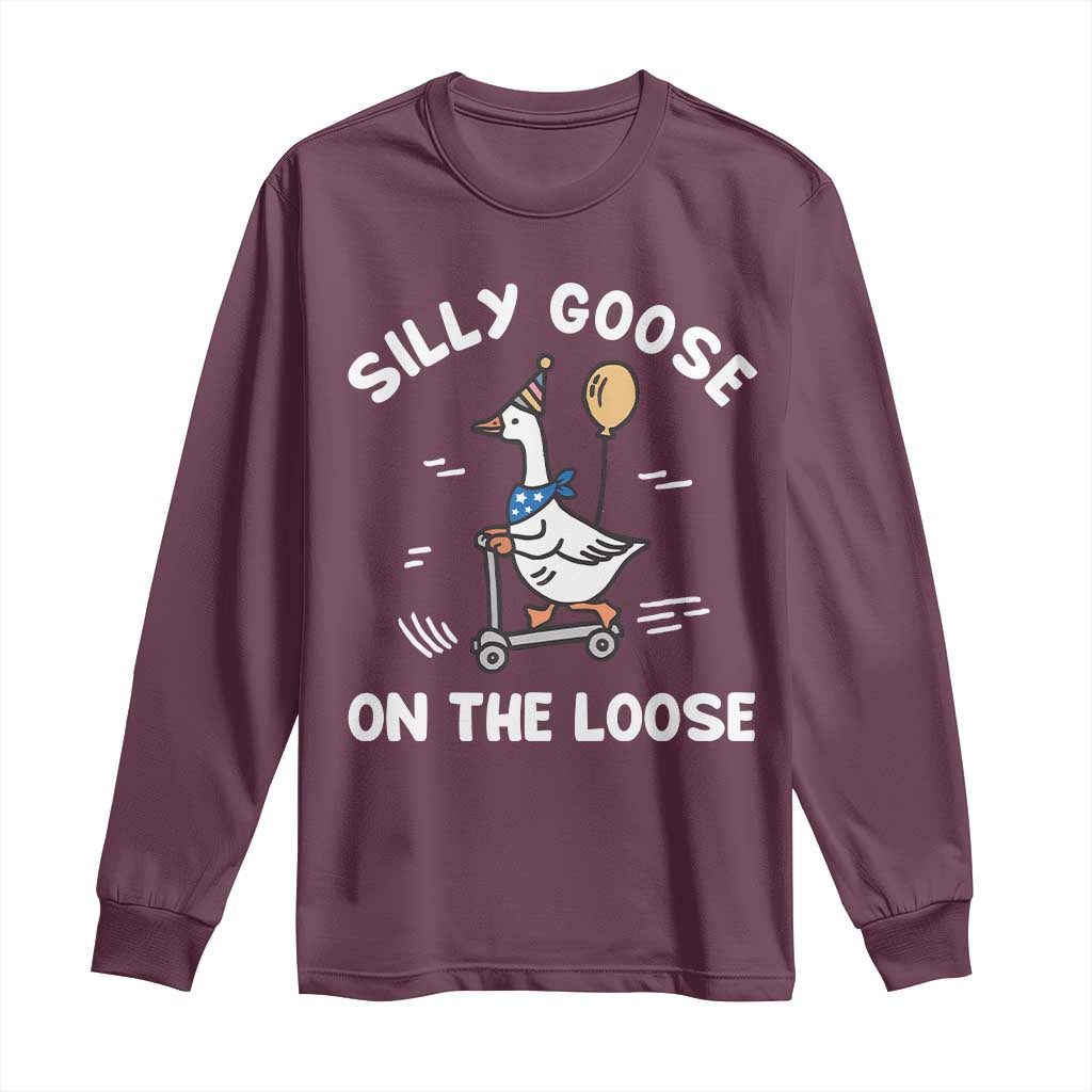 Funny Silly Goose Long Sleeve Shirt Goose On The Loose Animal Humor