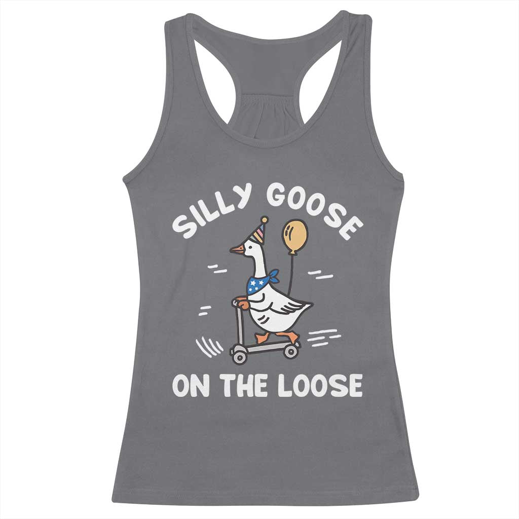 Funny Silly Goose Racerback Tank Top Goose On The Loose Animal Humor