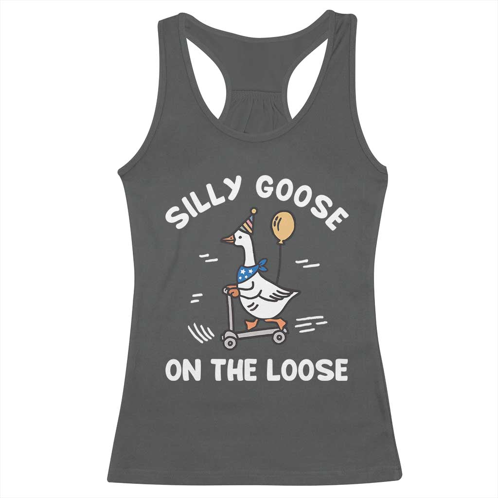 Funny Silly Goose Racerback Tank Top Goose On The Loose Animal Humor
