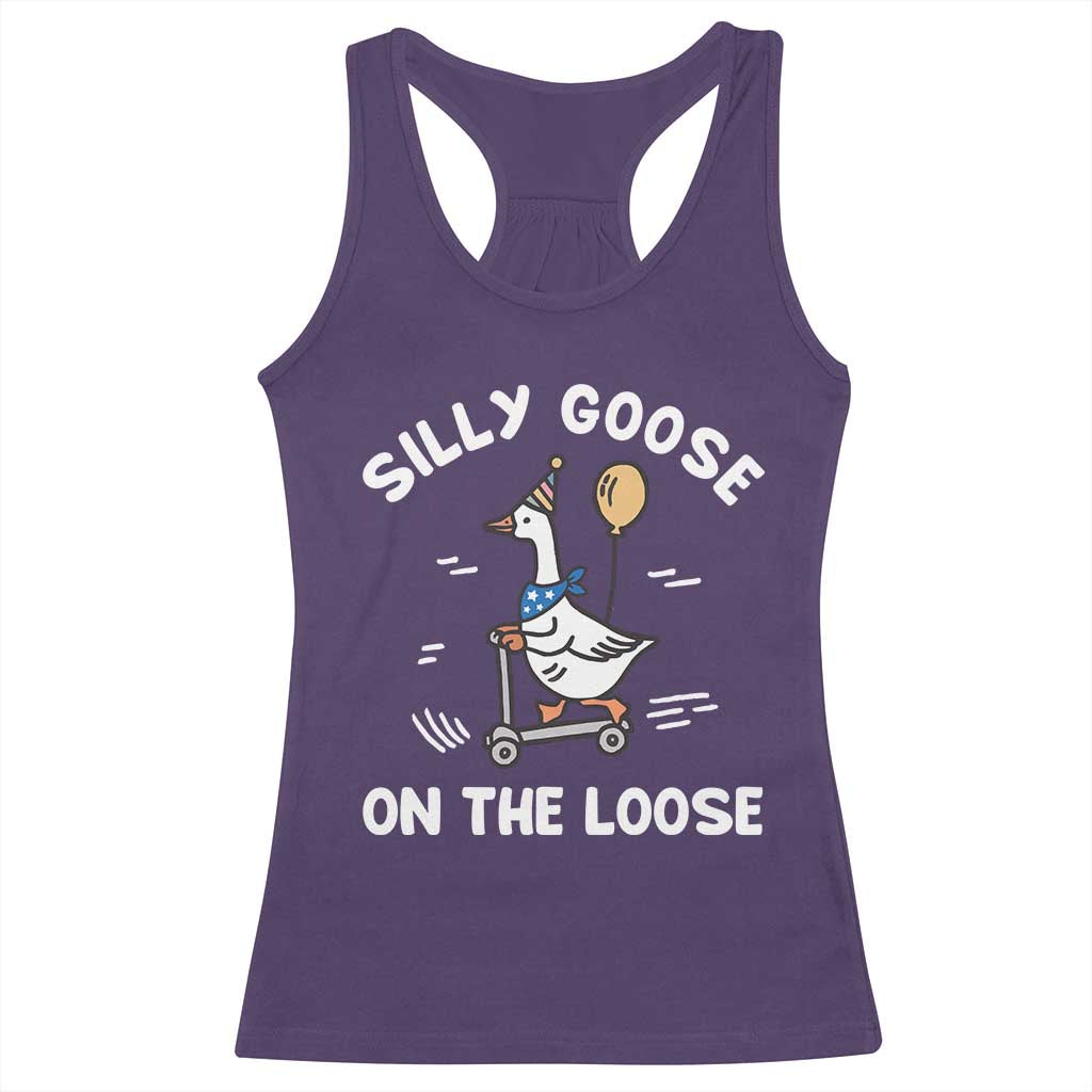 Funny Silly Goose Racerback Tank Top Goose On The Loose Animal Humor