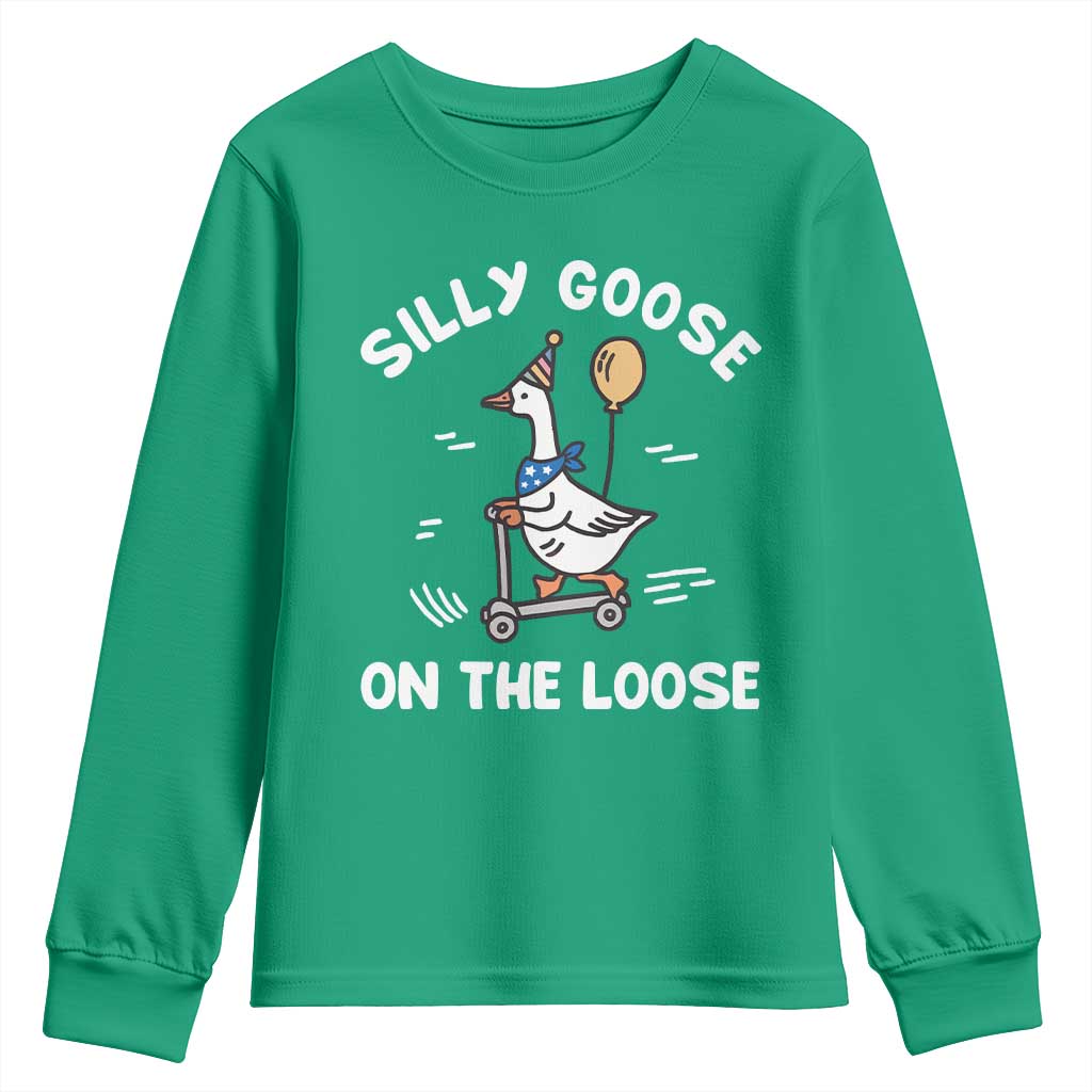 Funny Silly Goose Youth Sweatshirt Goose On The Loose Animal Humor