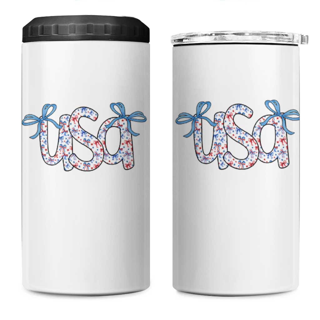 Coquette USA 4 in 1 Can Cooler Tumbler Patriotic American Girl 4th of July - Wonder Print Shop